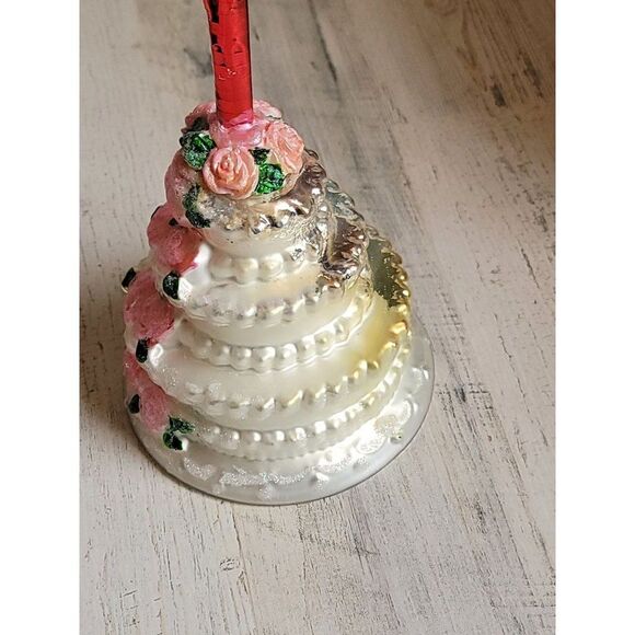 Unique blown glass wedding cake ornament tree Xmas glitter - Picture 7 of 16